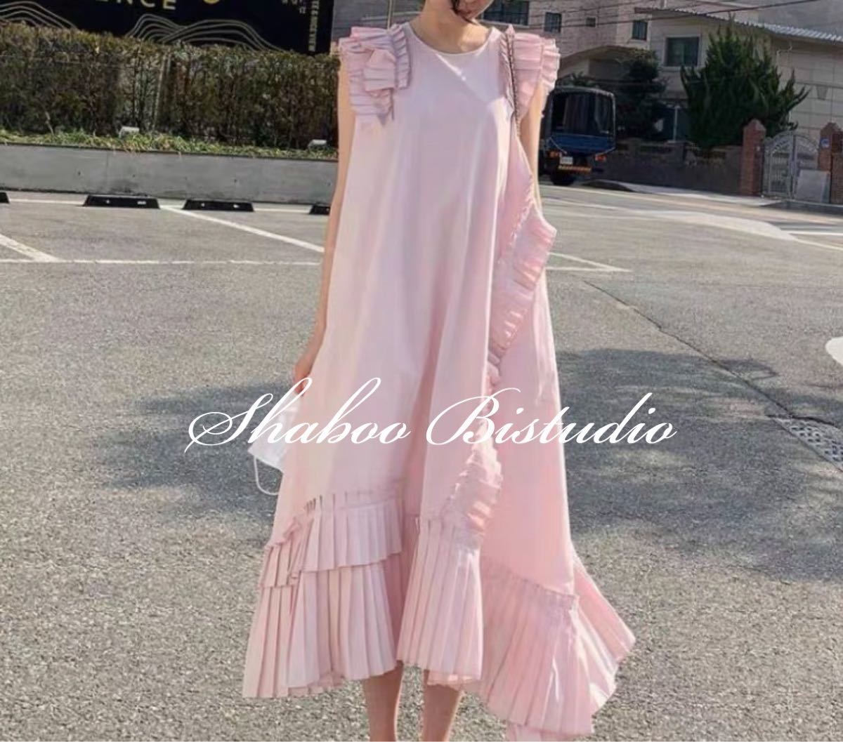 Paypayフリマ 新品 ショルダーフリル パステルピンク ワンピース ロング 夏服 ロングスカート レディースワンピース ノースリーブ 韓国 Paypayフリマ 新品 ショルダーフリル パステルピンク ワンピース ロング 夏服 ロングスカート レディースワンピース ノースリーブ 韓国