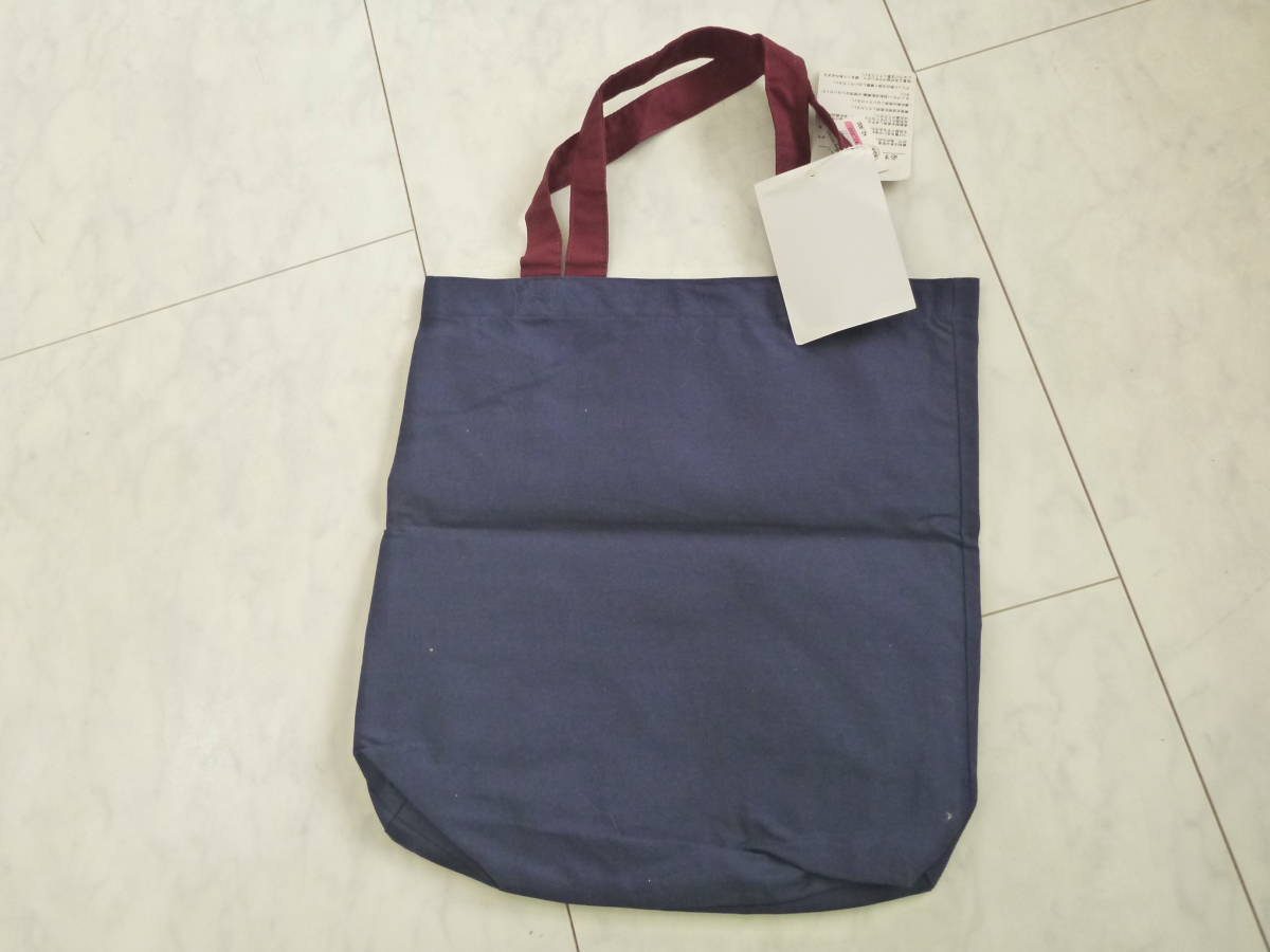  unused Disney Mickey navy blue × bordeaux cloth made handbag 