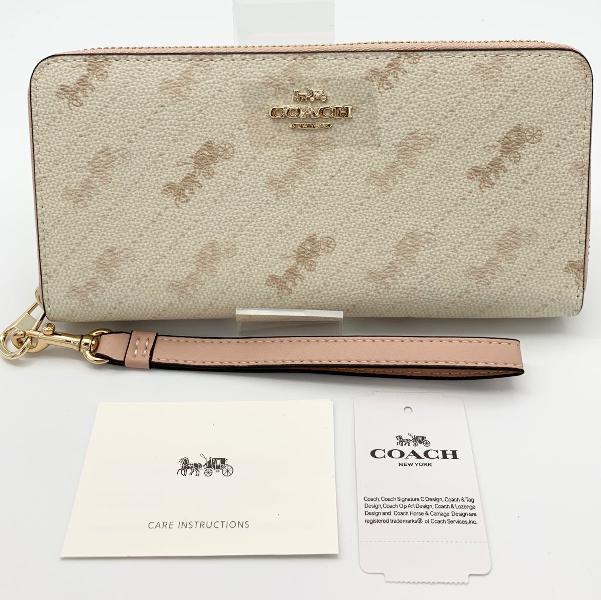 COACH コーチ 長財布 FC3547 馬車柄ストラップ付き ベージュ アウトレット COACH コーチ 長財布 FC3547 馬車柄ストラップ付き ベージュ アウトレット
