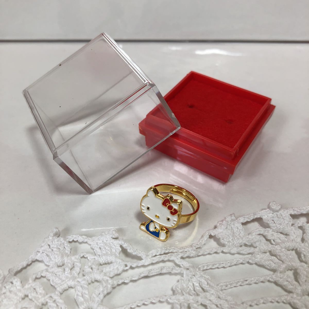  Kitty * Hello Kitty * accessory *2 point set * necklace ring ring * retro that time thing *1999 year * Sanrio *SANRIO* box attaching unused goods 