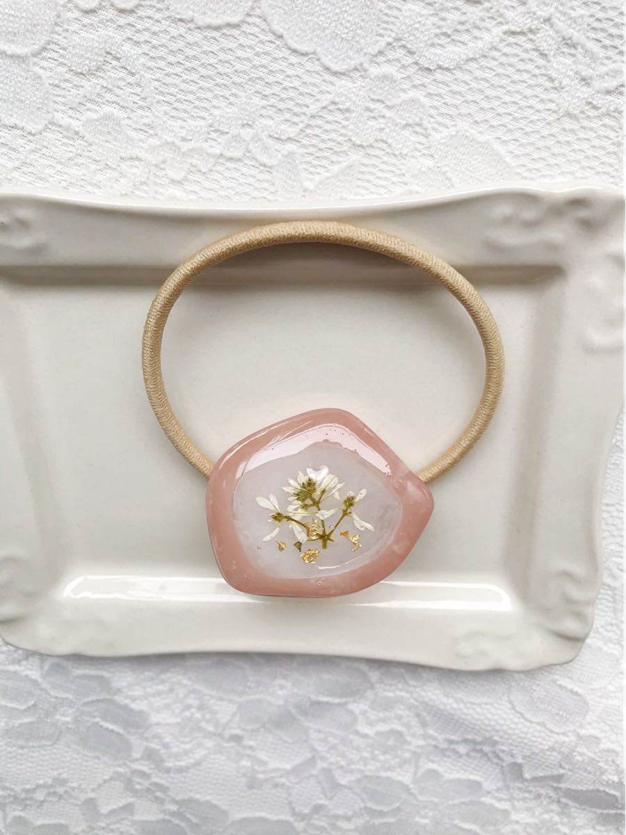 ハンドメイド レジン ヘアアクセサリー ヘアゴム 髪ゴム アクセサリー 2点セット