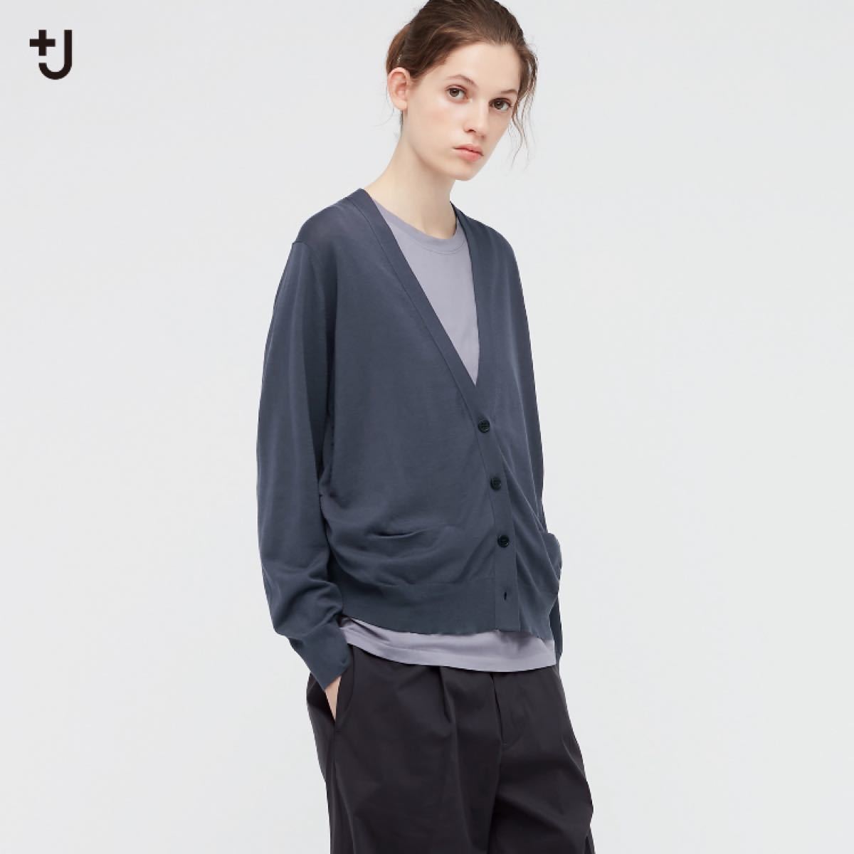 シルクコットン Vネックカーディガン +J
