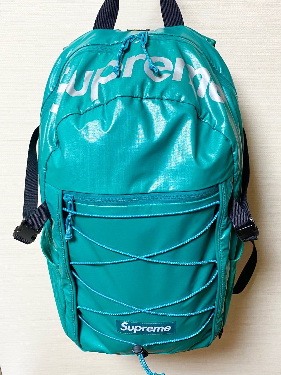 Supreme バックパック　中古美品シュプリーム　エメラルドグリーン色 Backpack リュックサック ボックスロゴ
