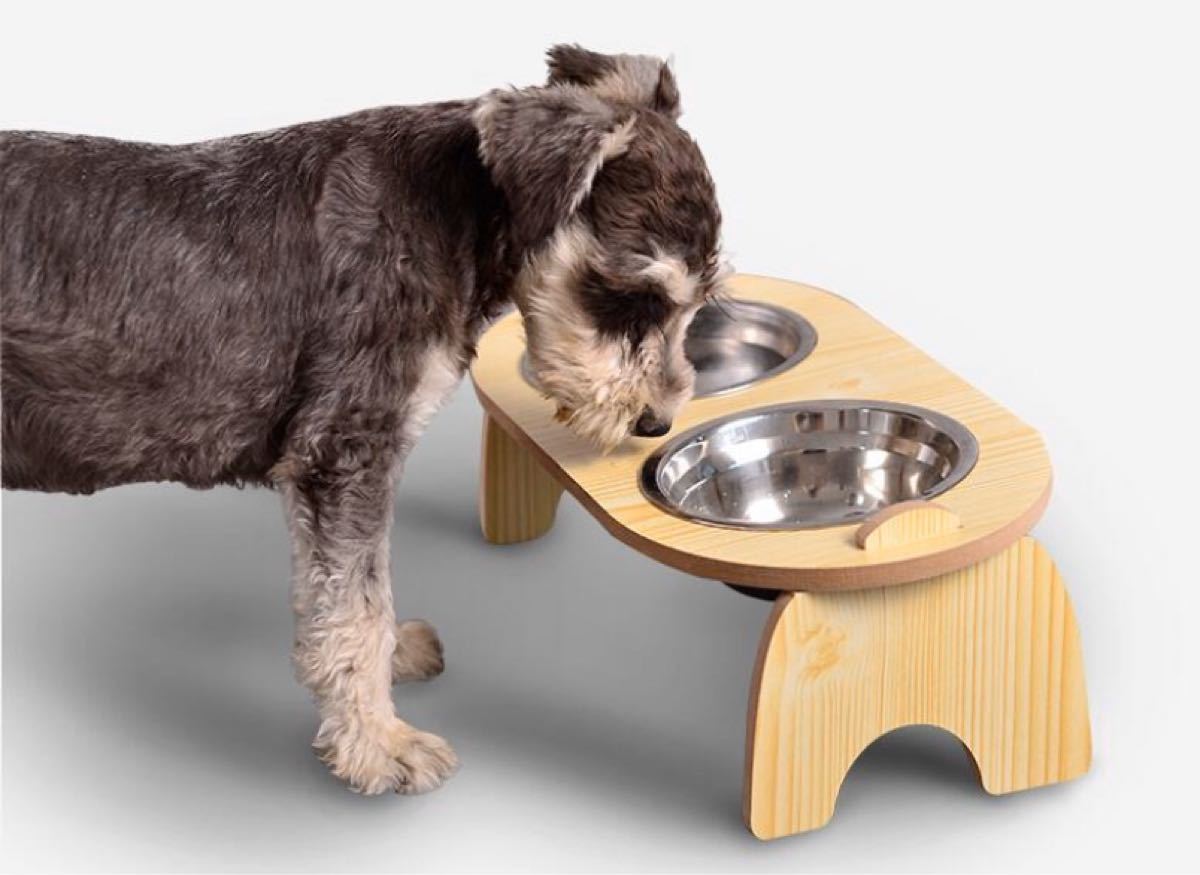 ペットボウル 食器 犬猫用　ペット用　フードボウル　ご飯皿 天然木製　取り外し可　翌日発送