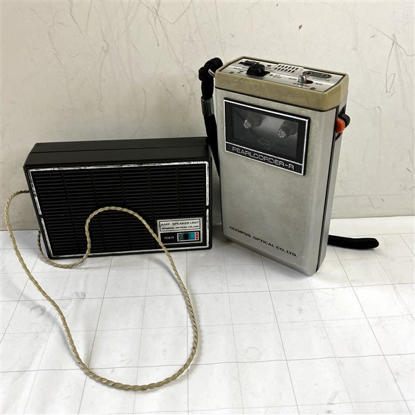 OLYMPUSオリンパス マイクロカセットレコーダー PEARLCORDER R-10 アンプ・スピーカー付 昭和レトロ