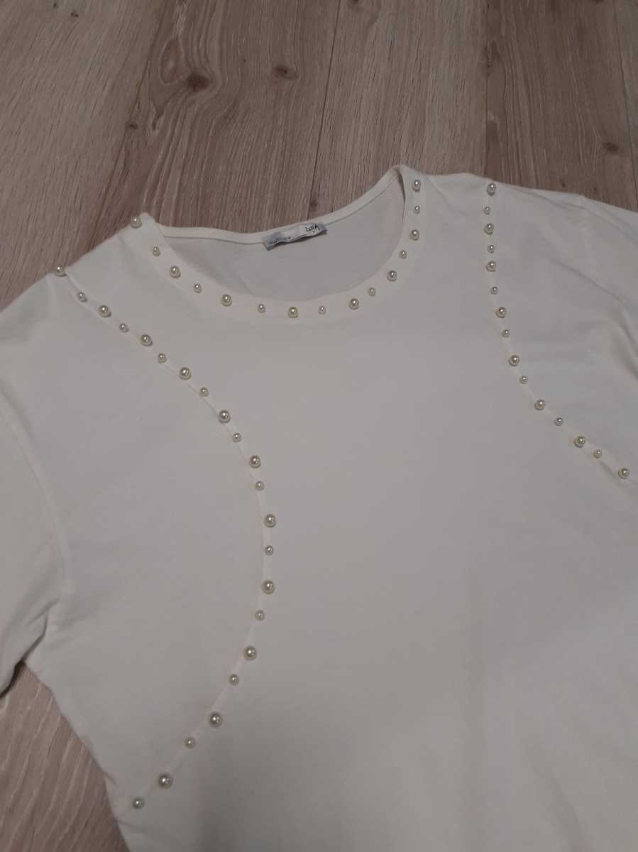 ZARA ザラ パール装飾Tシャツ トップス 美品 サイズL 商品细节 | Yahoo