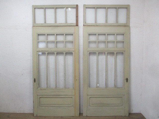 taM450*[H177cm×W90,5cm]×2 sheets +2 sheets attaching * antique * retro . pavilion. old wooden glass door * fittings sliding door sash M under 