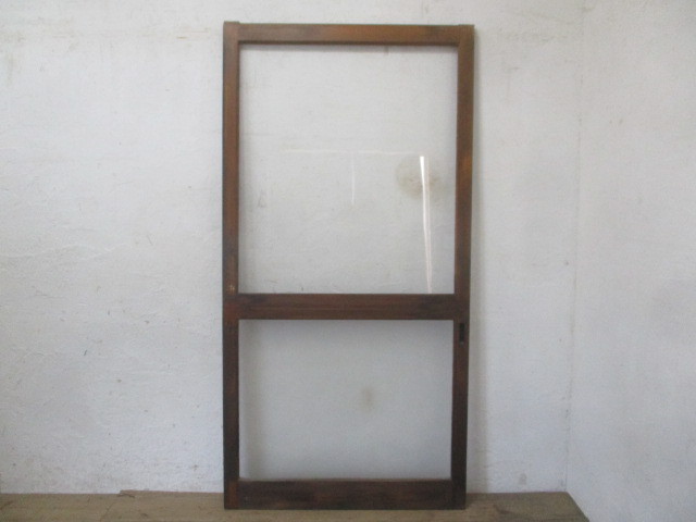 taN218*[H179cm×W91cm]* retro taste ... old wooden glass door * fittings sliding door sash old Japanese-style house old furniture Showa era reform L under 