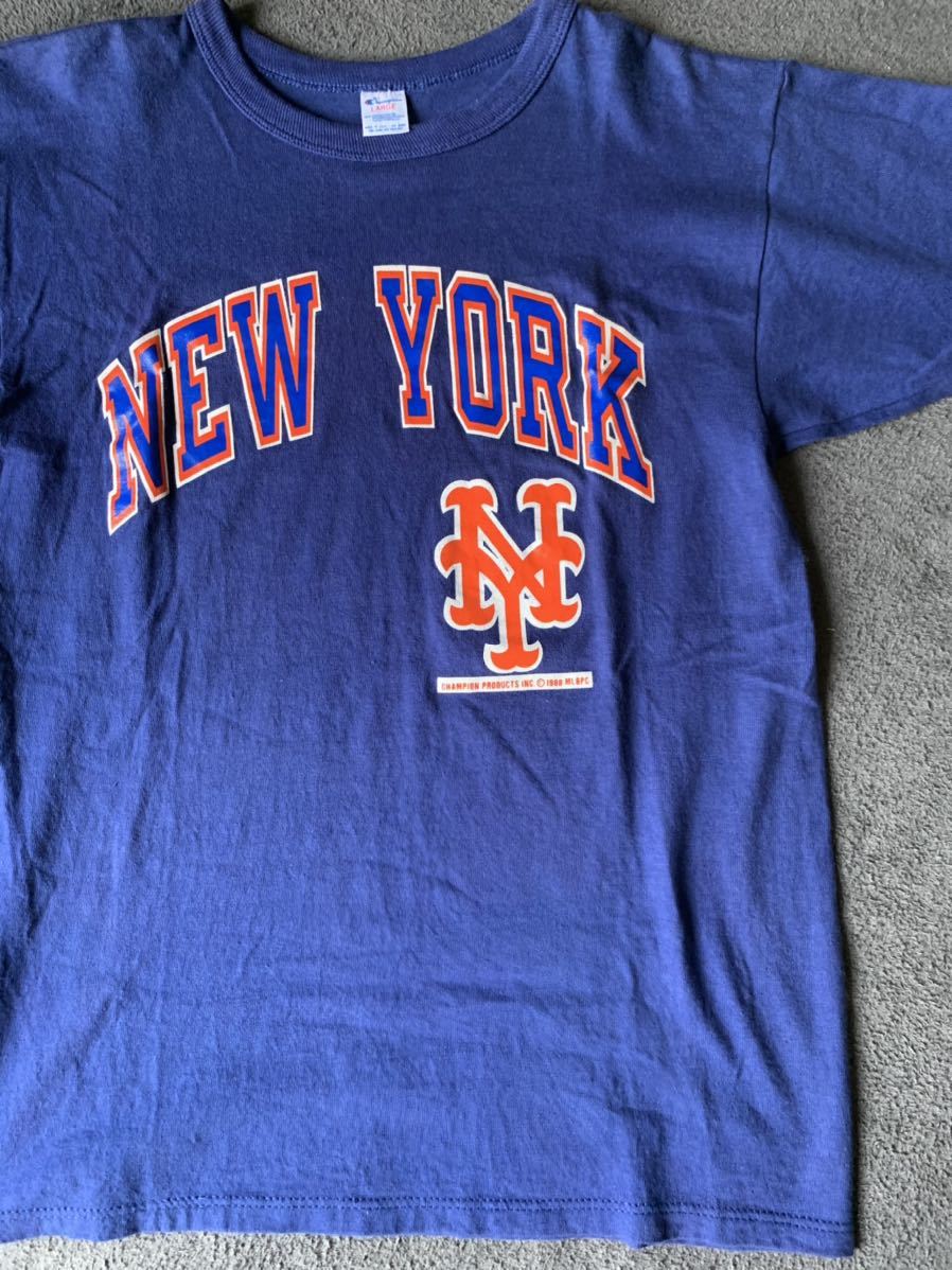 【レビューで送料無料】 80s ニューヨーク トリコ champion MLB メッツ vintage Tシャツ ビンテージ Mets NY チャンピオン 半袖Tシャツ