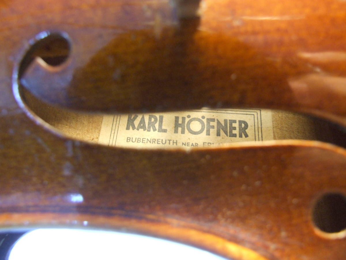 メンテ済 ドイツ製 カールヘフナー ヴィンテージバイオリン 4/4 KARL HOFNER KH820 初期型 虎杢 Super Light ケース  フェルナンブーコ弓