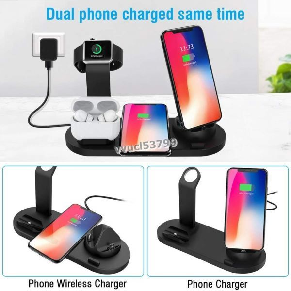 OT159：FDGAO 3 in1充電ステーション10WQi Fast Wireless Charger for Apple iWatch For iPhone 11 Pro XS Max XR X 8 Plus Airpods 2 Pro_画像5
