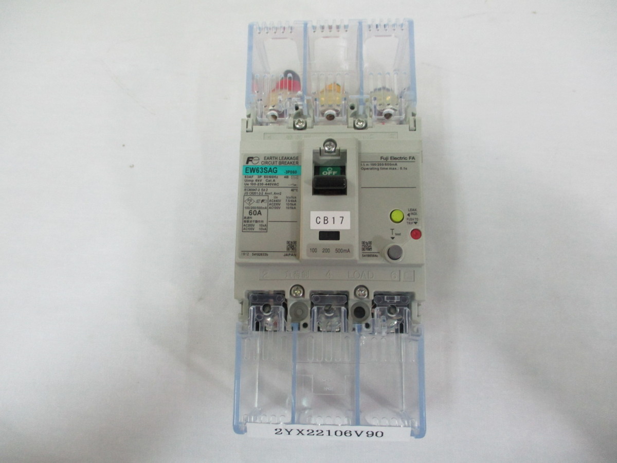 Fuji Electric (富士電機) 汎用形配線用漏電遮断器 EW63SAG -3P060