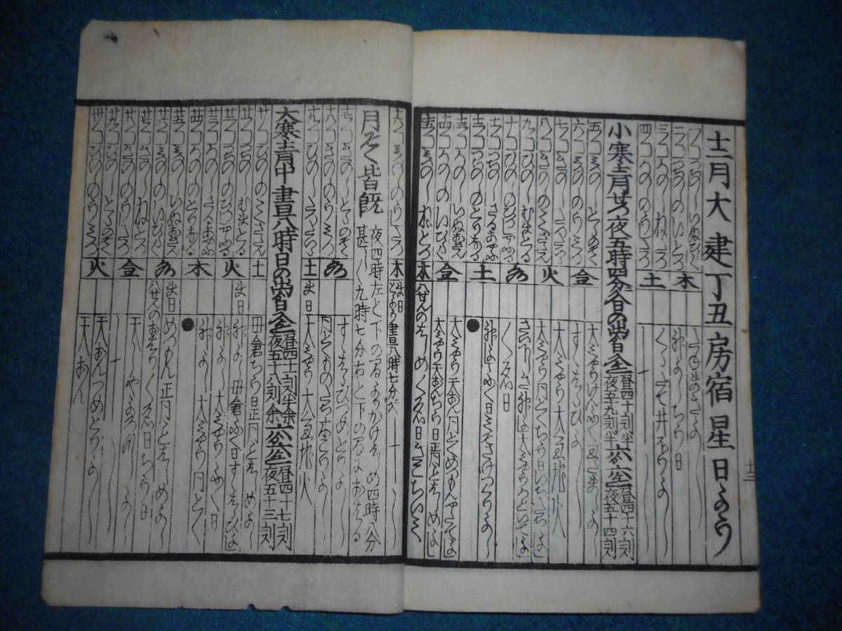 即決1869（明治2）年『京暦　天保壬寅元暦　』アンティーク、天文暦学書、江戸期和本　八卦、卜占、陰陽師 、二十八宿、七十二候、日蝕