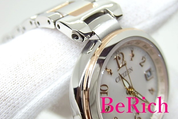  прекрасный товар Citizen CITIZEN женские наручные часы XC XC Eko-Drive белый циферблат SS солнечные радиоволны [ б/у ][ бесплатная доставка ]ht4050