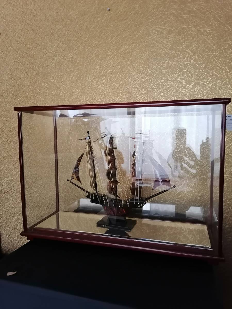 帆船 模型　ガラスケース入り　アンティーク　昭和レトロ
