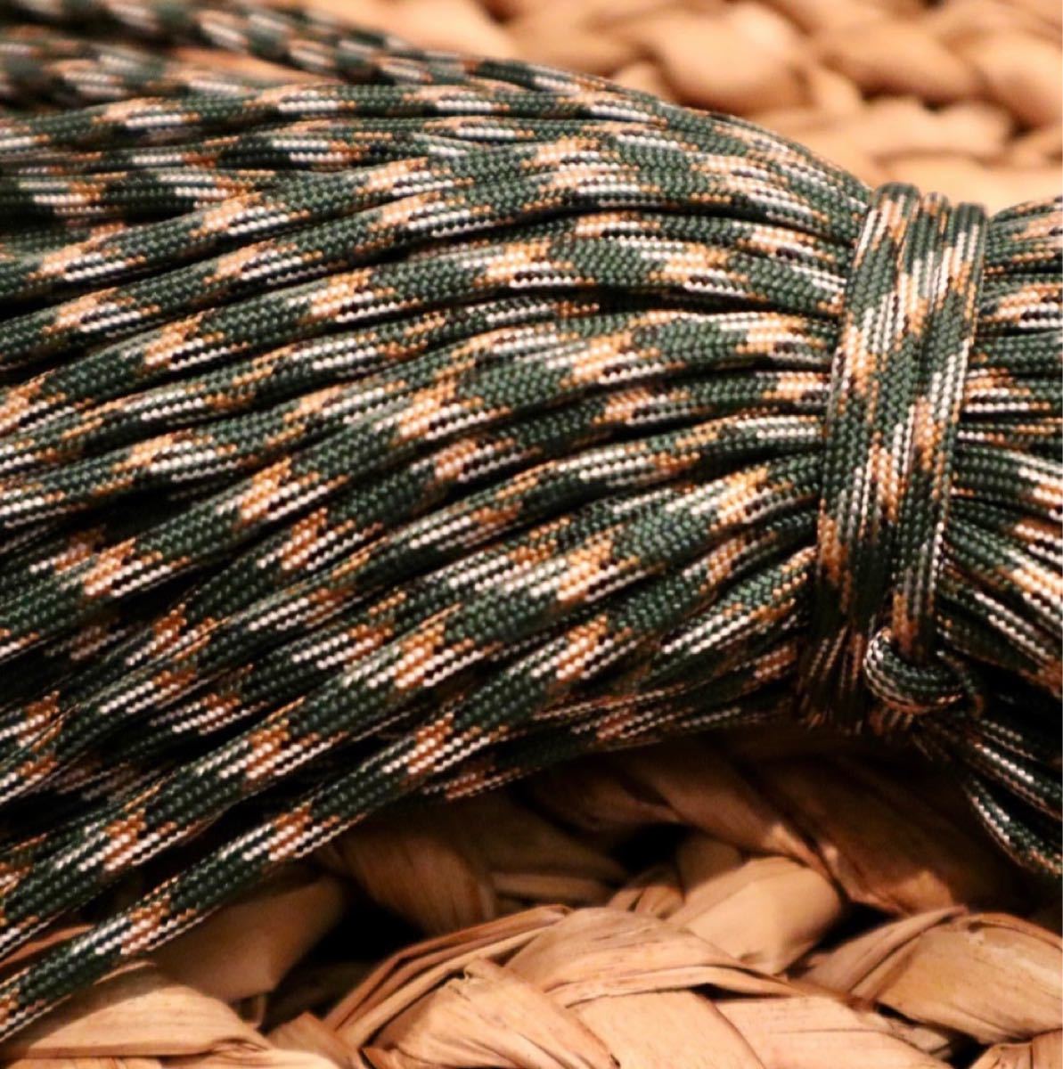 ロープ パラコード 48番 深緑  迷彩柄 ハンドメイド アウトドア 多用途