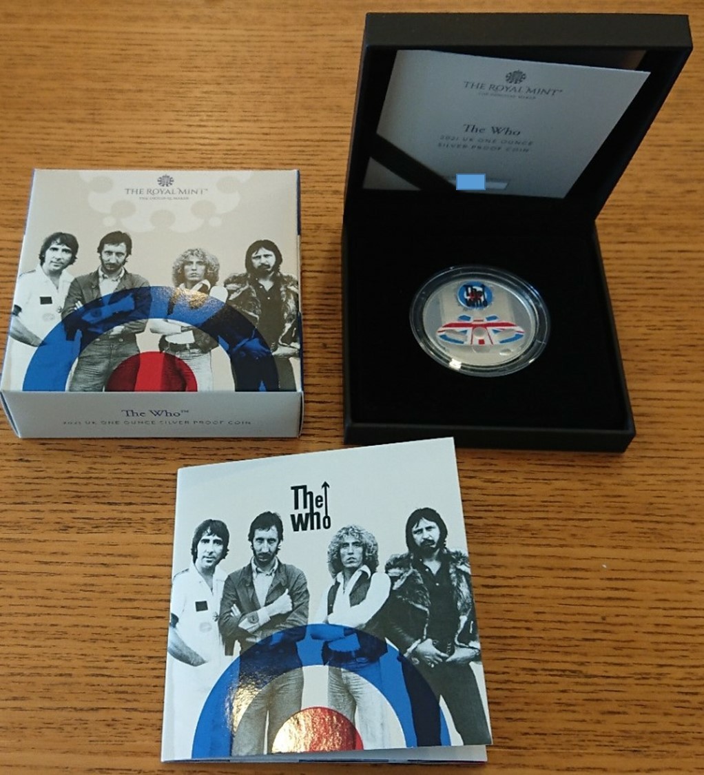 2021 イギリス 伝説のミュージシャン The Who 1オンス 2ポンド プルーフカラー銀貨