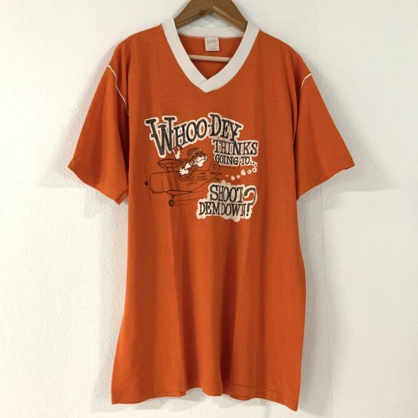 美品 希少 80‘s sports wear ヴィンテージ スポーツウエア 虎飛行機 デザイン良過ぎ tシャツ メンズ Lサイズ オレンジ_画像1