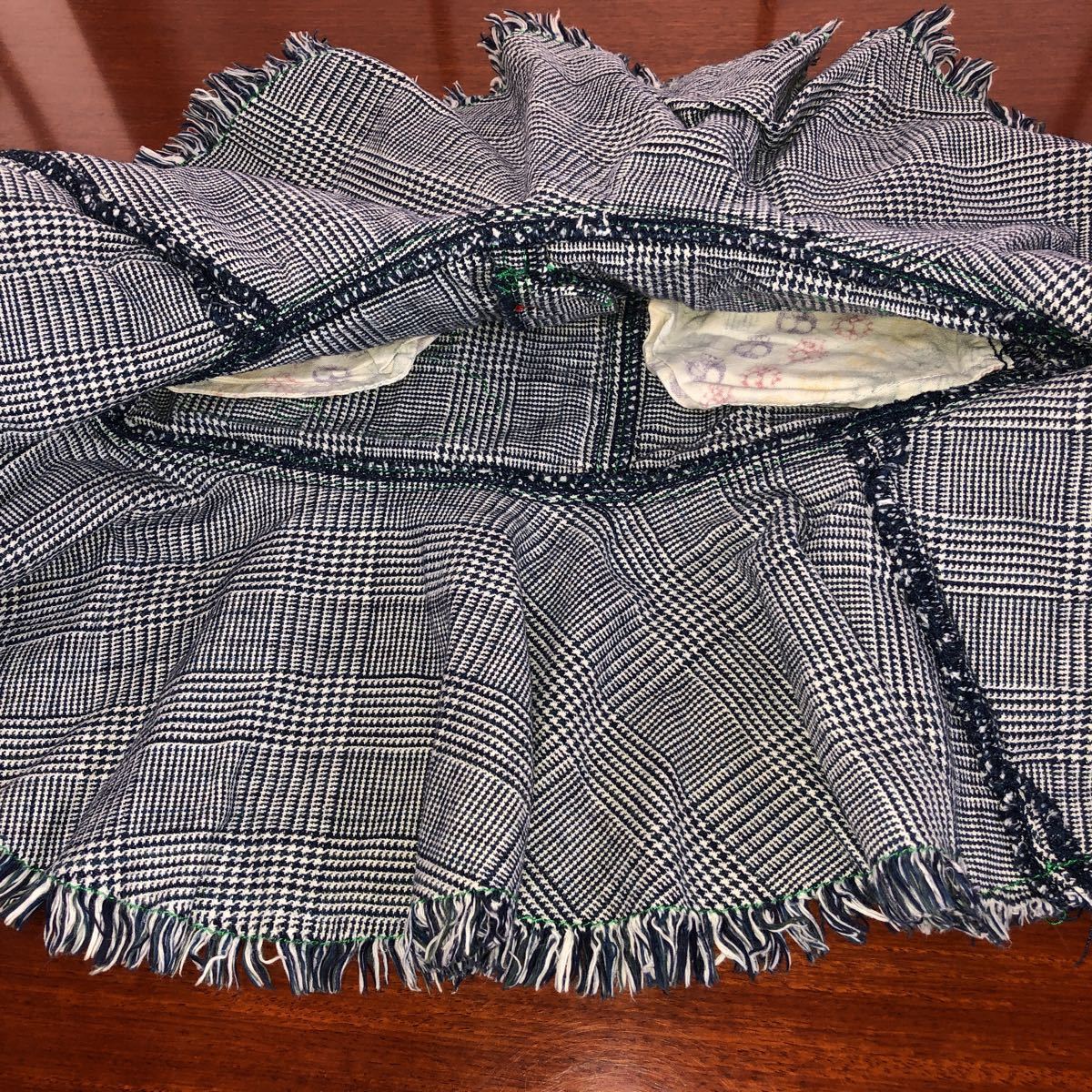 [ Boo Foo Woo / back a Ray /BACK ALLEY] miniskirt flared skirt 110. used badge attaching Glenn check pattern 