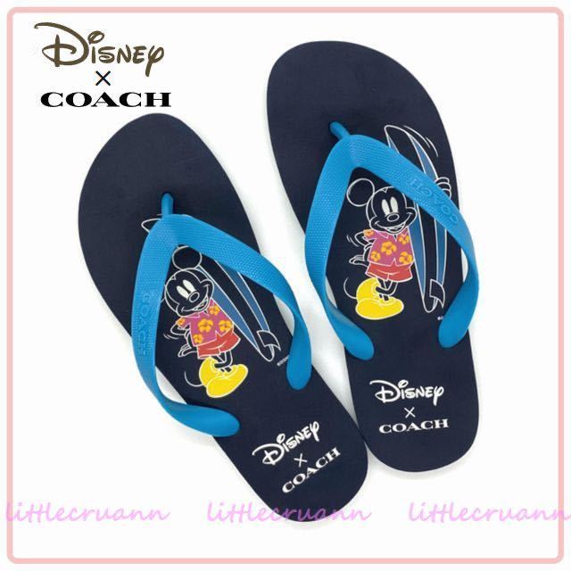 US 7/24.0cm◆日本限定◆Disney×COACH コラボ ビーチサンダル /サーフィン ミッキーマウス ZAK DISNEY FLIP FLOP G5271 国内正規 (9881)_画像1