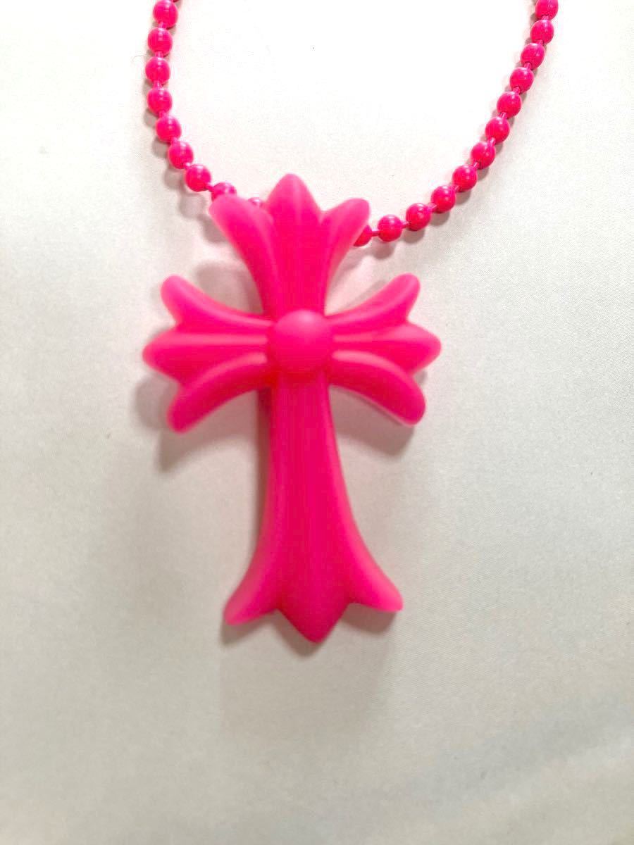 クロムハーツ　シリコンラバークロス 20周年記念　ネックレス　ピンク