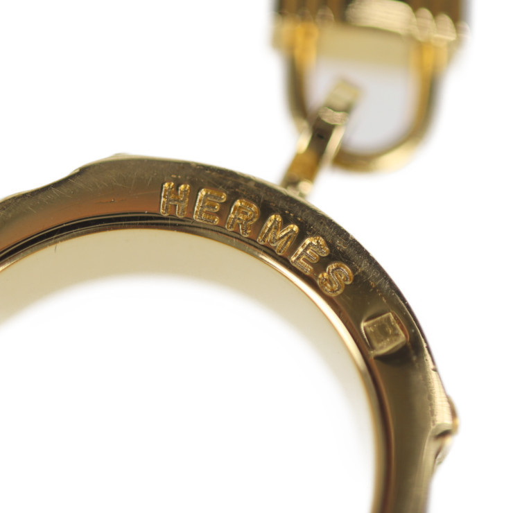 美品 HERMES エルメス ケリー スカーフリング クロコダイル メタル