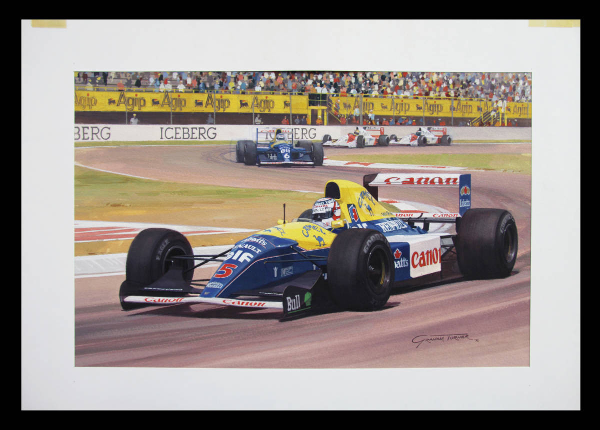 1992年 サンマリノ GP ウイナー N.マンセル & FW14B by G.ターナー 原画 / 1992 San Marino GP Nigel Mansell by G.Turner_画像2