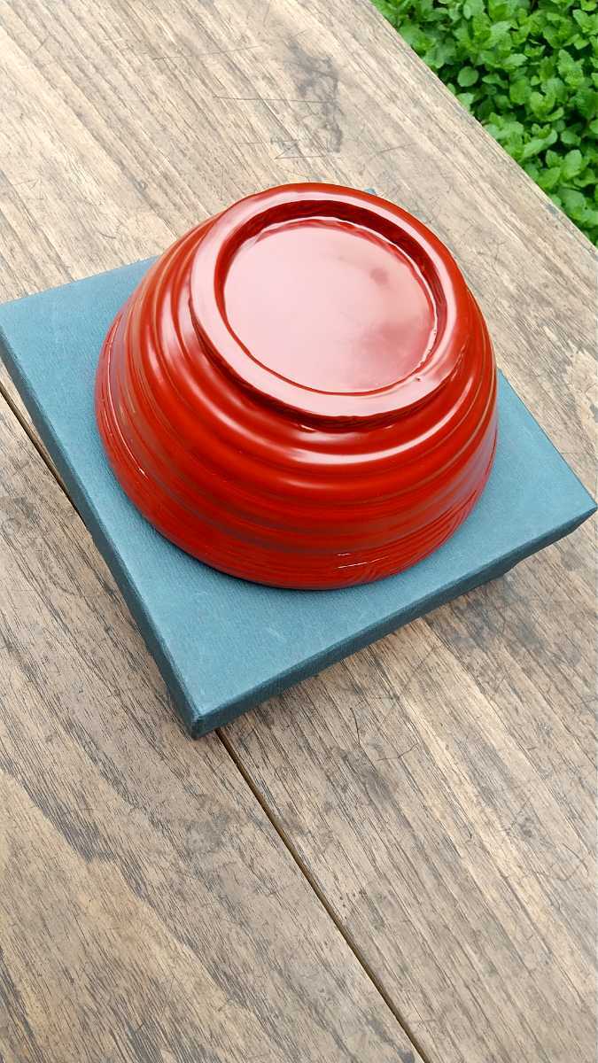 朱塗り鉢 【直径17㌢高さ7㌢重さ300㌘】 紙箱 未使用品_画像6