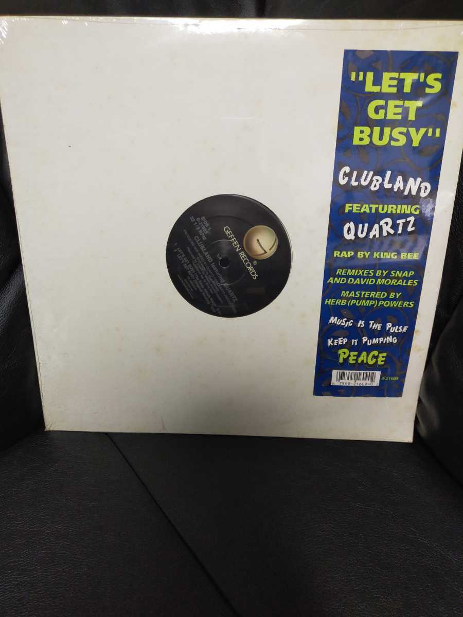 CLUBLAND Featuring QUARTZ - LET'S GET BUSY【12inch】1990' Hip House　シールド_画像1