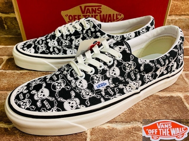 ★新品/USA企画！バンズ.VANS.スカル.総柄.エラ.箱付き.スニーカー.27,5cm.アメカジバイカーロック.70年代ビンテージ西海岸サーフスタイル