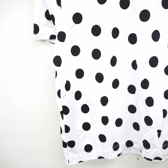 中古 ザラ ZARA Tシャツ カットソー 水玉 ドット 丸首 半袖 L ホワイト ブラック 白 黒 /MT50 レディース_画像6