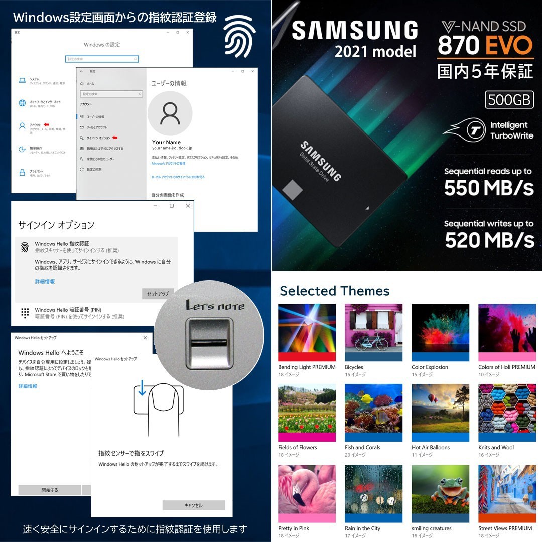 レッツノート CF-SZ5 i5-6300/4GB/新品SSD500GB/指紋認証/新品ワイヤレスマウス/MS Office