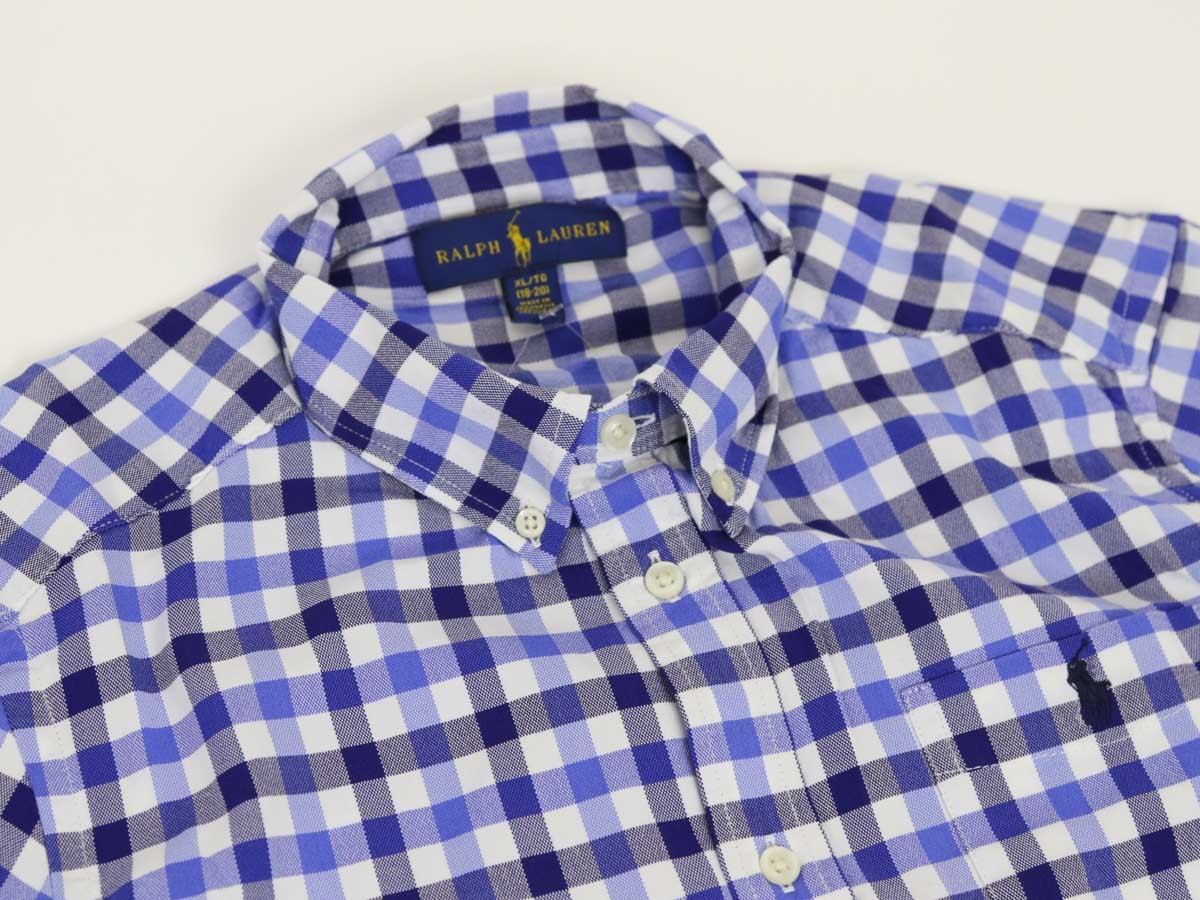  новый товар outlet 3149 L(14-16) размер короткий рукав проверка кнопка down рубашка polo ralph lauren Polo Ralph Lauren 