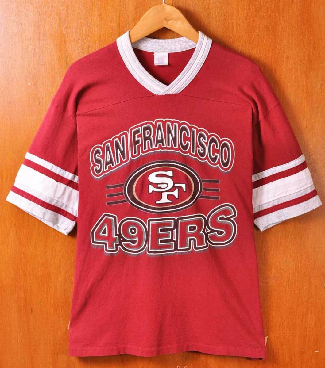 ヴィンテージ 80年代 USA製 NFL サンフランシスコ 49ers フットボールTシャツ 半袖Tシャツ ワインレッド メンズM相当(19100_画像1