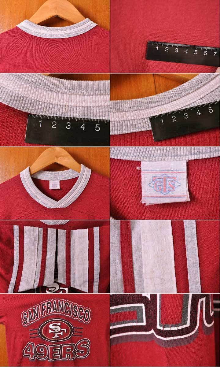 ヴィンテージ 80年代 USA製 NFL サンフランシスコ 49ers フットボールTシャツ 半袖Tシャツ ワインレッド メンズM相当(19100_画像3