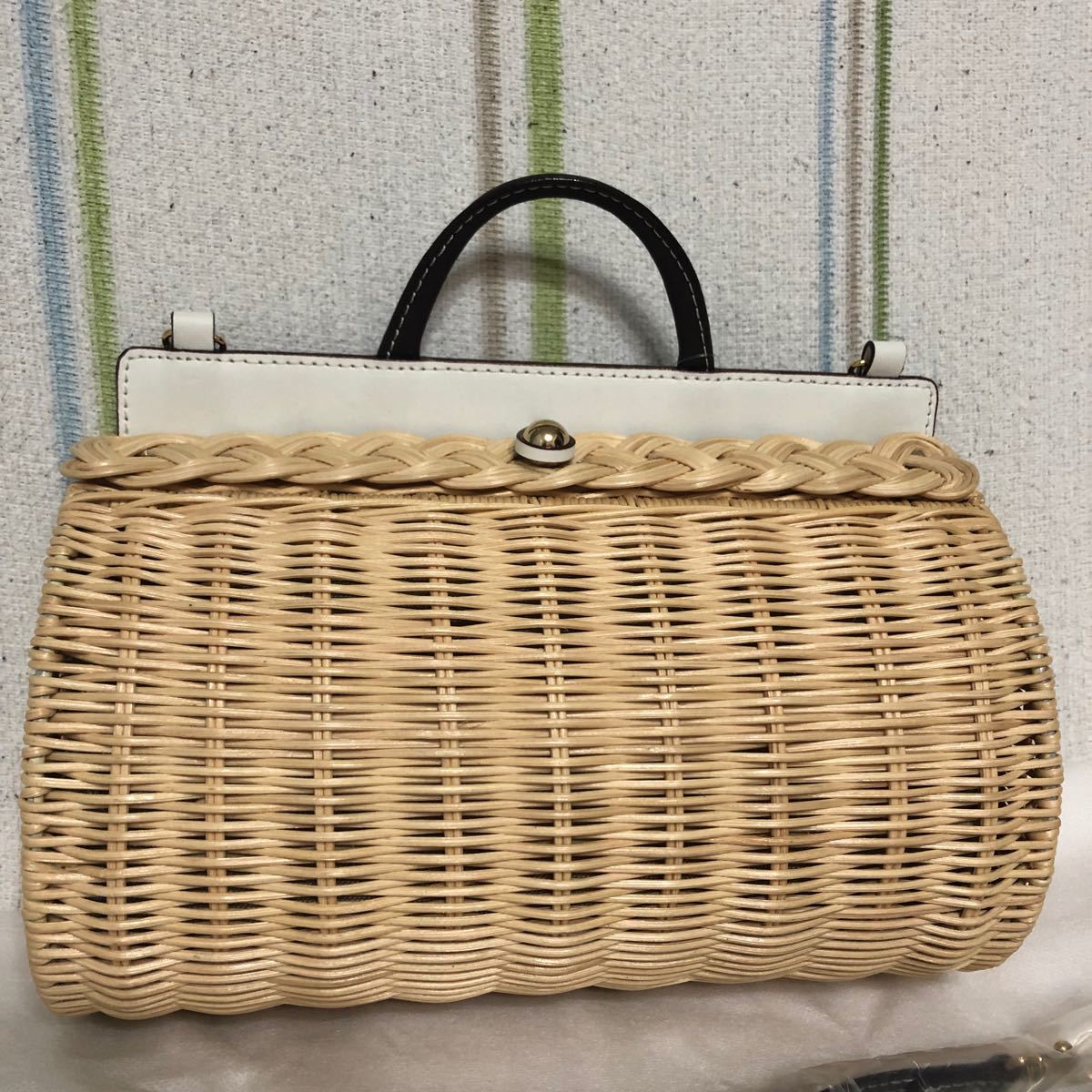 新品PotioRポティオール 2way本革レザー×ラタンカゴバッグかご 新品PotioRポティオール 2way本革レザー×ラタンカゴバッグかご