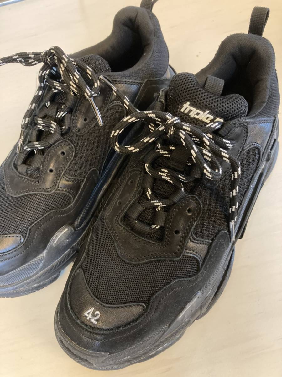 世界的に有名な その他 Balenciaga Triple S Clear Sole ダブルフォーム メッシュ スニーカー 黒 日本サイズ 26 0 バレンシアガ 靴