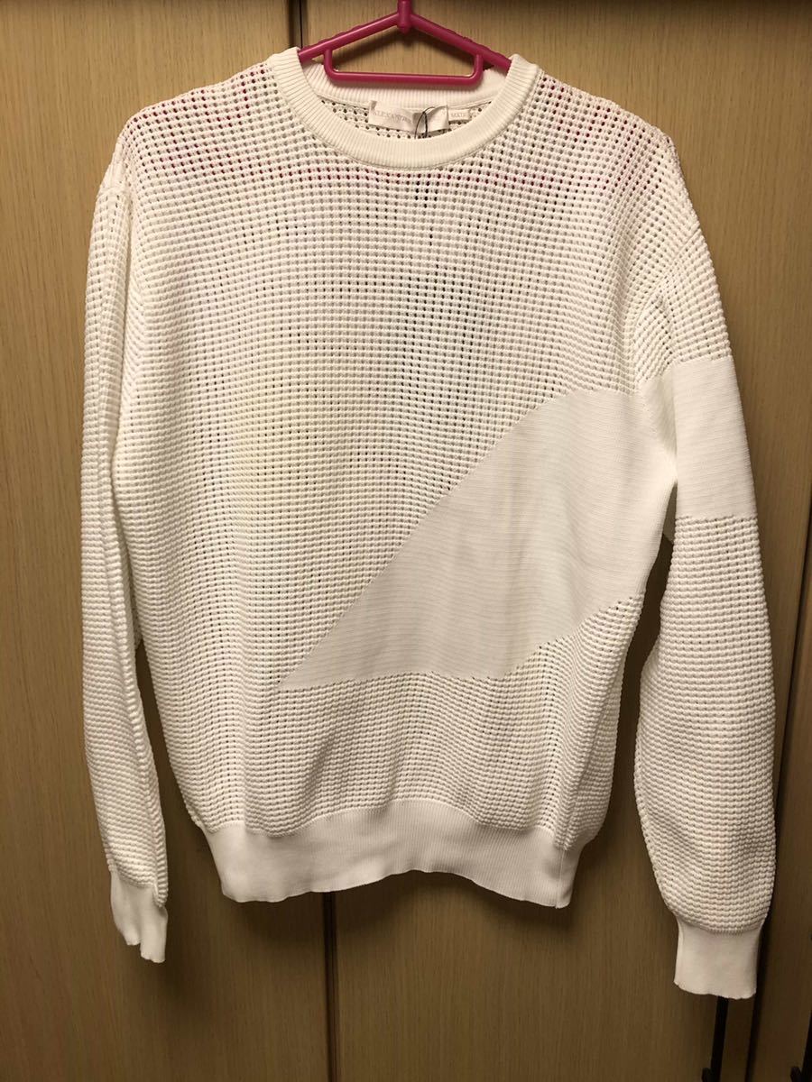 正規 新品 14SS ALEXANDER McQUEEN アレキサンダー マックイーン メッシュ ニット スウェット 白 M_画像1