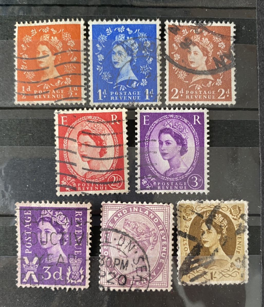 ヤフオク! - イギリス切手 昔のエリザベス女王 8種