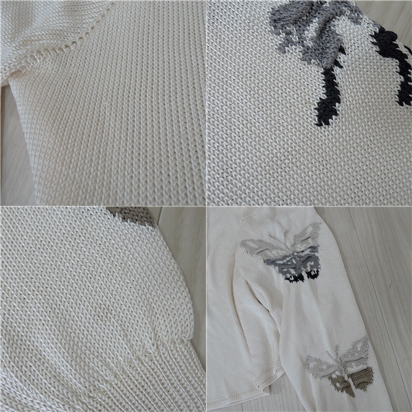 vintage Krizia кружка задний KRIZIA MAGLIA Италия производства шелк вязаный свитер бабочка . рисунок tops M Vintage 5855