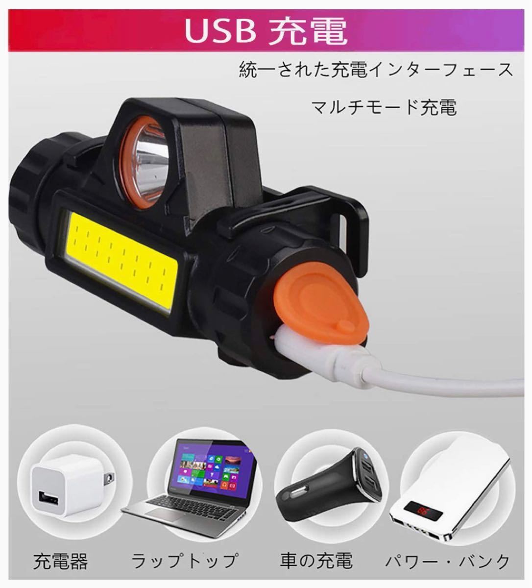 LEDヘッドライト 二つセット　新品未使用　USB充電 充電式 LEDヘッドランプ