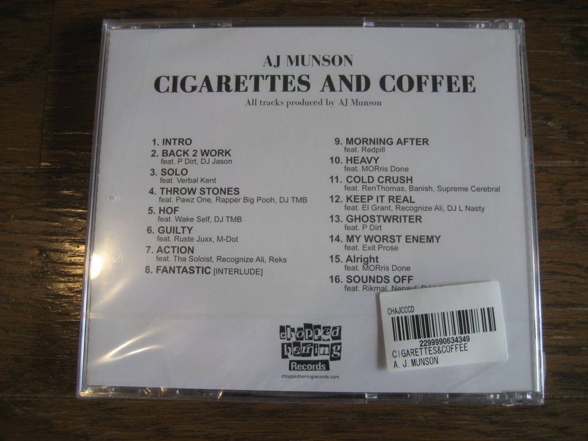 新品CD CIGARETTES & COFFEE A.J. MUNSON　muro denka dev large kiyo koco KASHI DA HANDSOME PETE ROCK、LARGE PROFESSOR_画像2