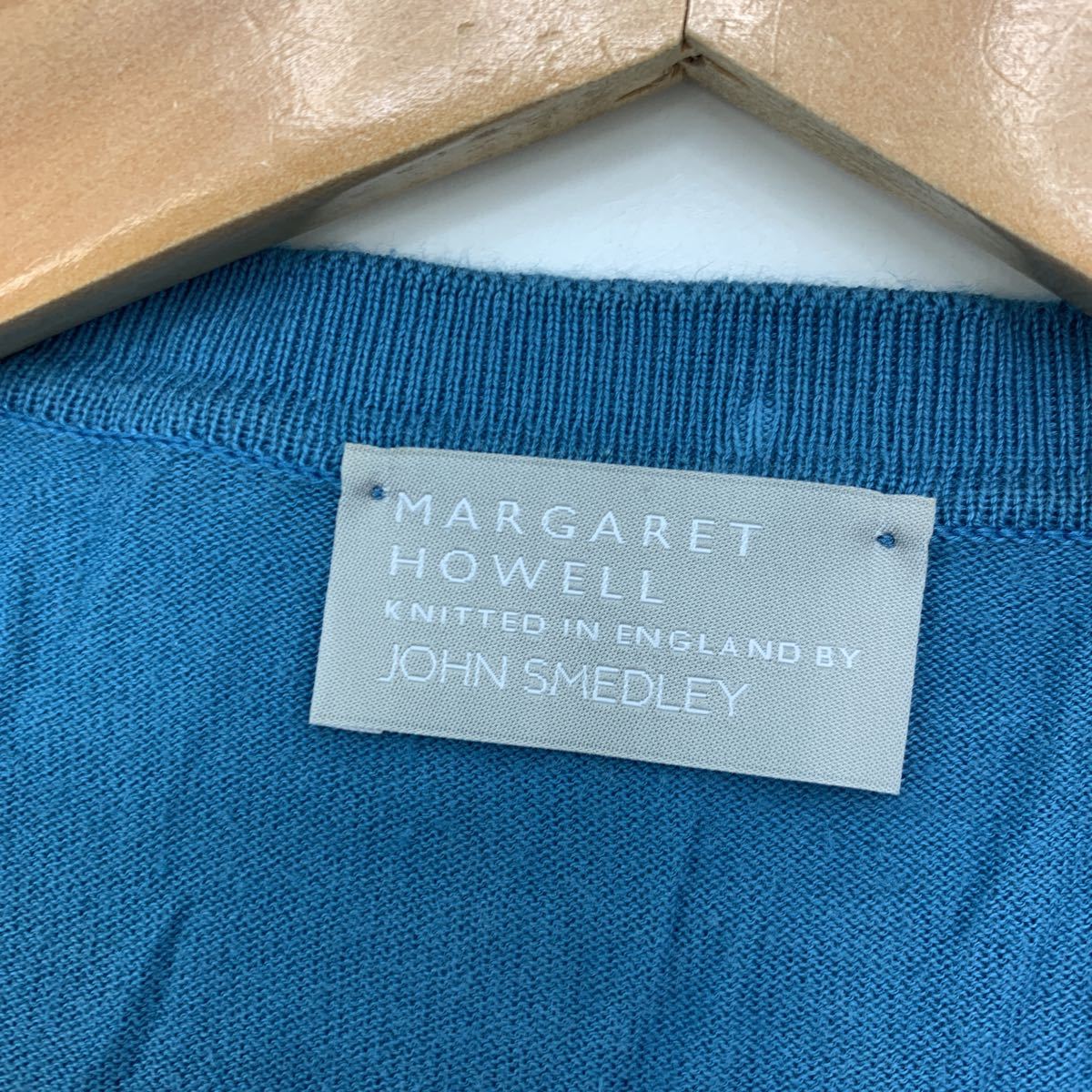 ■マーガレットハウエル MARGARET HOWELL MHL. ジョンスメドレー John smedley カーディガン トップス 長袖 水色 英国製■EE30_画像4