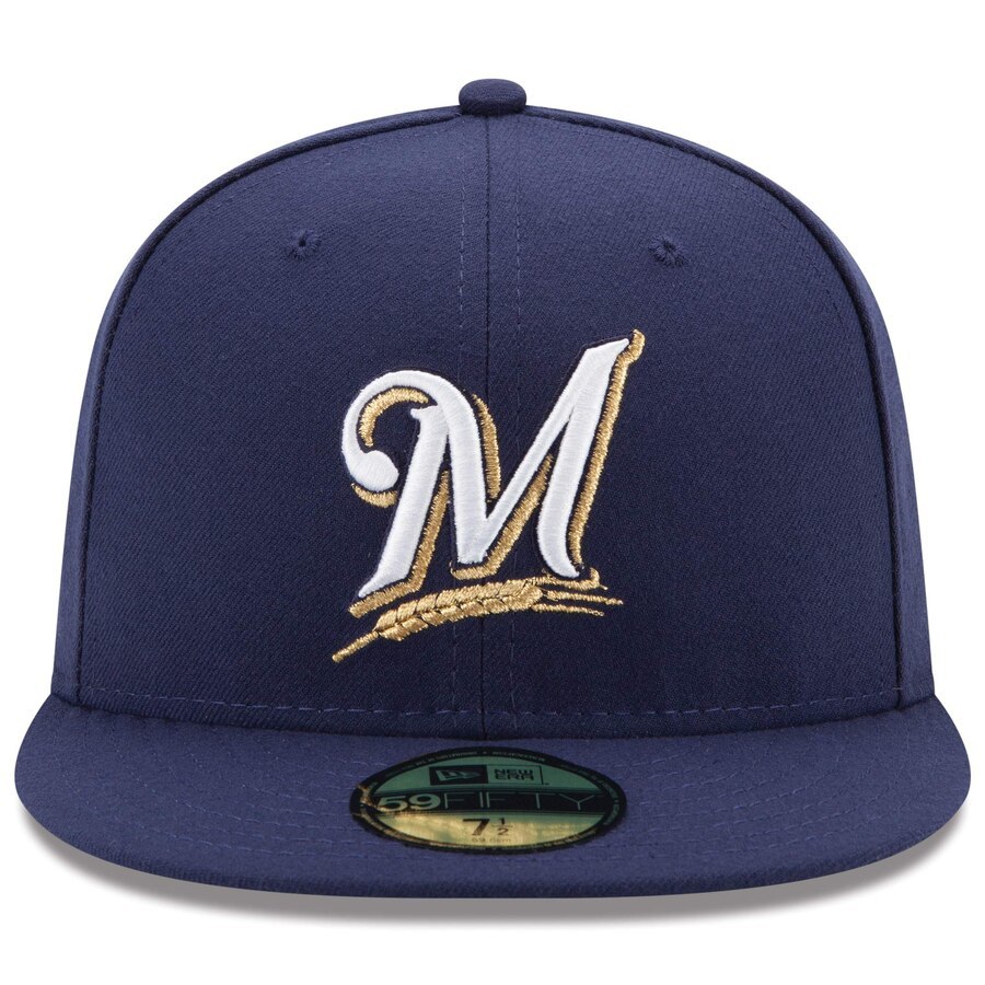 USA正規品 「7.3/8」 新品 Newera ニューエラ MLB 公式 オーセンティック 59FIFTY ミルウォーキー Brewers ブルワーズ 紺 Game メジャー _画像2