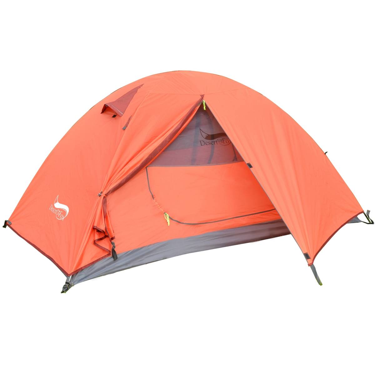 デザート & キツネバックパッキングキャンプテント、軽量1-3人 テント二重層防水ポータブルアルミ極旅行テント