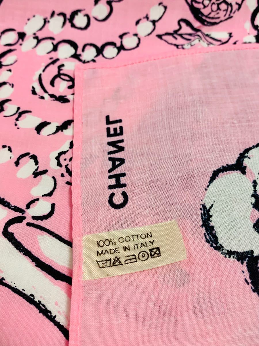 新品未使用品 CHANEL シャネル ピンク 大判ハンカチ 花柄 スカーフ