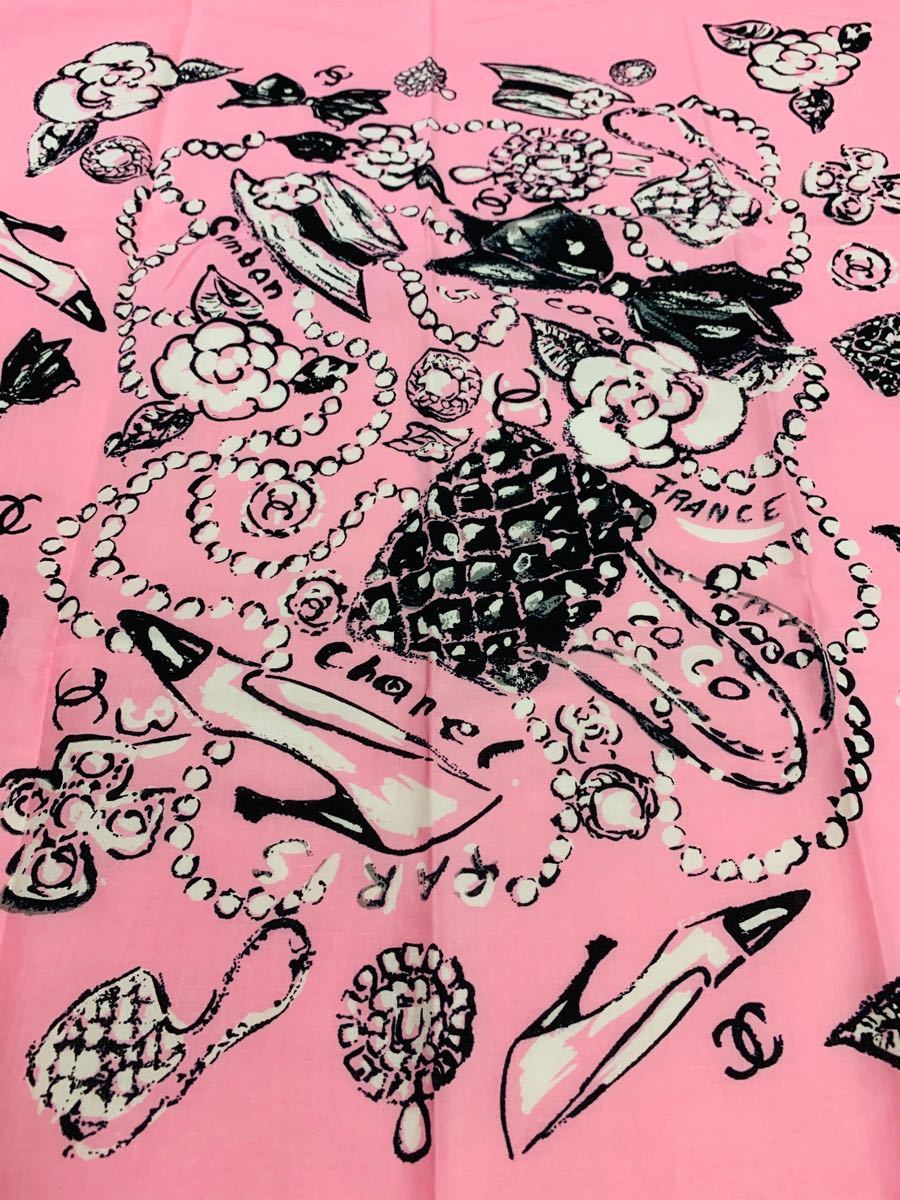 新品未使用品 CHANEL シャネル ピンク 大判ハンカチ 花柄 スカーフ