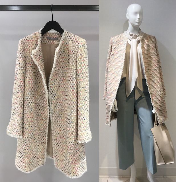 セオリーリュクス 19SS ノーカラー ツイード コート サイズ32