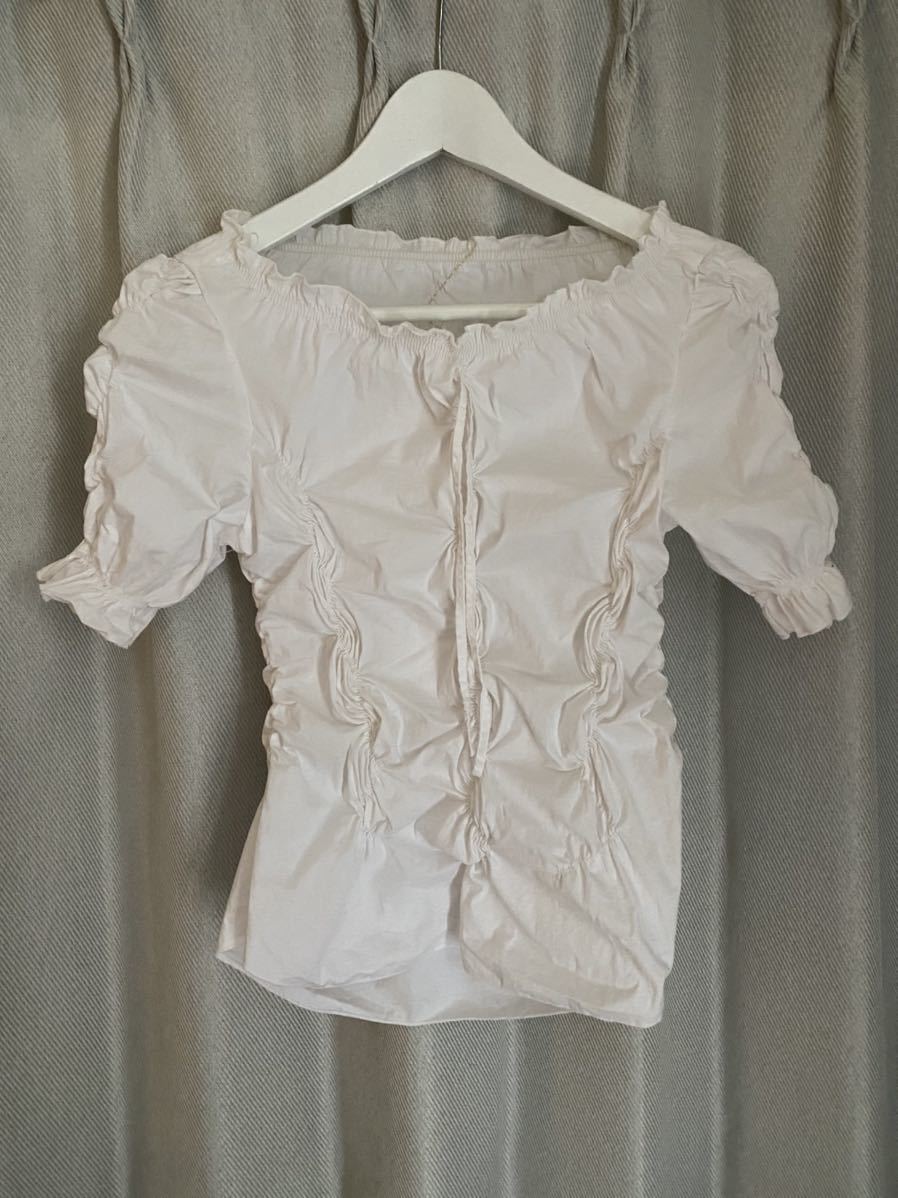 *70s Vintage France gya The - stretch blouse white 