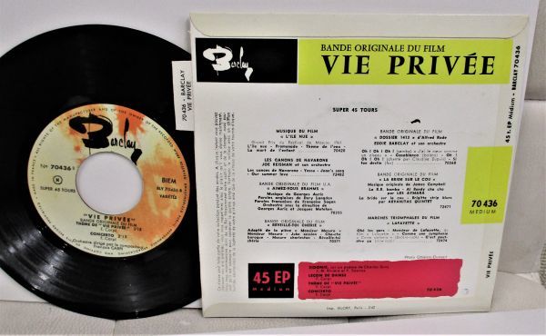  French 45 (^^)/ Brigitte Bardot Bande Originale Du Film Vie Prive[ FRANCE \'62 Barclay 70 436 ]